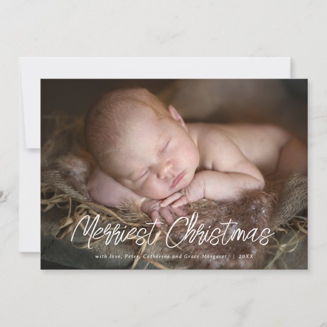 Merry Christmas Script | Holiday Photo Card (Front)