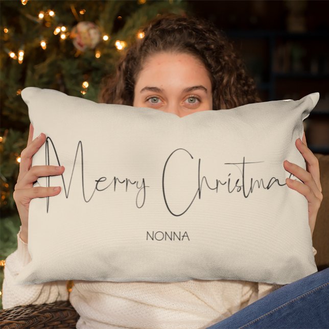 Merry Christmas Script | Minimalist Christmas Lumbar Cushion (Creator Uploaded)