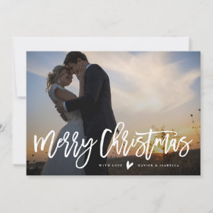 Merry Christmas Script Overlay Holiday Photo Card