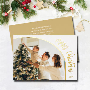 Merry Christmas Script Photo Foil Holiday Card