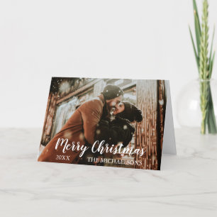 Merry Christmas Script Photo Holiday Card
