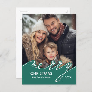 Merry Christmas Script Photo Holiday Postcard
