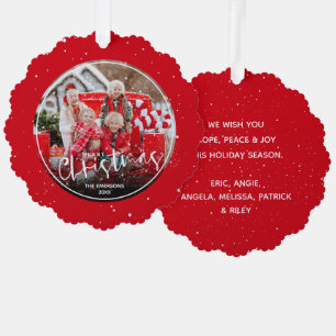 Merry Christmas Script Photo Tree Decoration Card