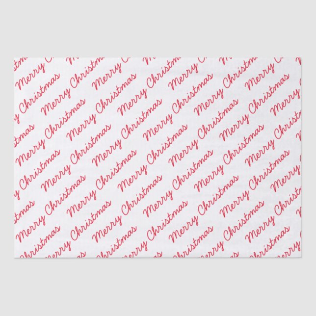 Merry Christmas Script Red and White Tissue Paper (Front)
