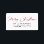 Merry Christmas Script Red Typography  Label<br><div class="desc">Simple,  minimalist "Merry Christmas" cute modern handwritten style script return address label in red typography.</div>