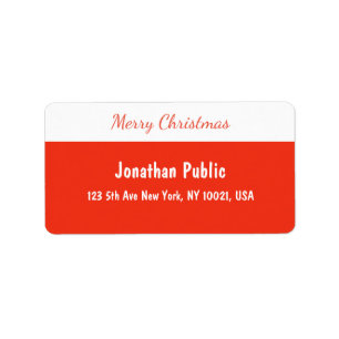 Merry Christmas Script Red White Template Address Label