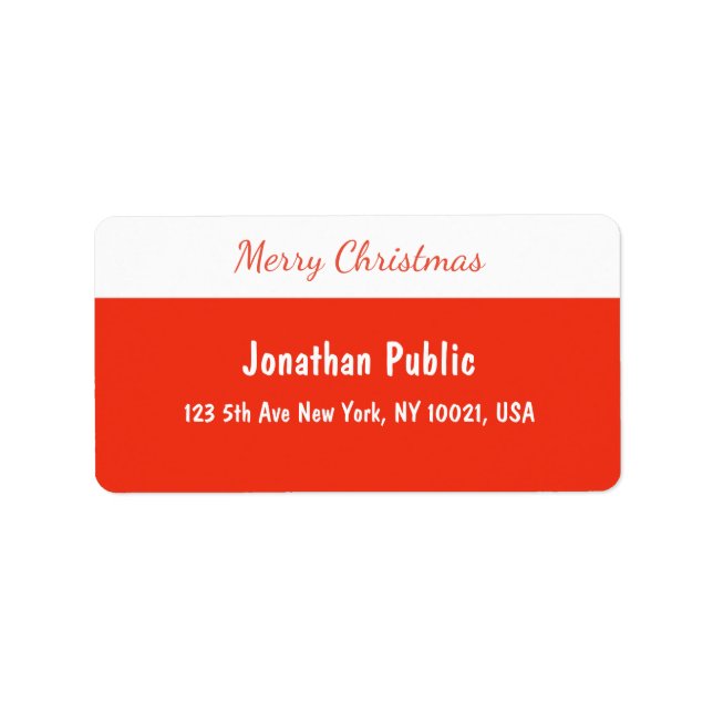 Merry Christmas Script Red White Template Address Label (Front)