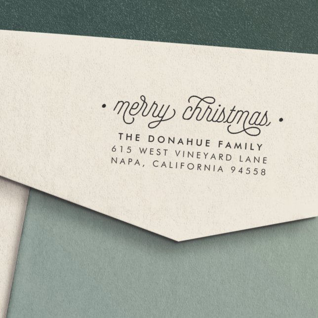 Merry Christmas Script Return Address Self-inking Stamp (Creator Uploaded)