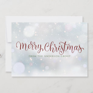 Merry Christmas Script Snowflakes Office Holiday Card