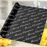 Merry Christmas Script Text Black and White Wrapping Paper<br><div class="desc">Customise the text and easily create your personalised Christmas wrapping paper. Click CUSTOMIZE FURTHER to change the background colour or text colour. You can TRANSFER this DESIGN on other Zazzle products and adjust it to fit most of the Zazzle items. Standard Studio designs are made in high-resolution vector graphics for...</div>