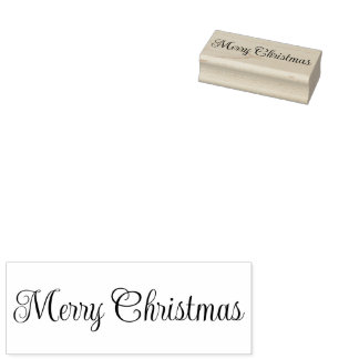 Merry Christmas Script Text Template Rubber Stamp