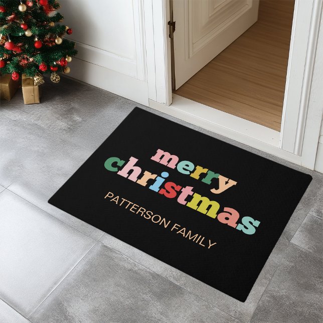 MERRY CHRISTMAS Script Typography Custom Family Doormat (MERRY CHRISTMAS Script Typography Custom Family Doormat)