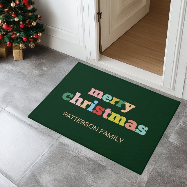 MERRY CHRISTMAS Script Typography Custom Family Doormat (MERRY CHRISTMAS Script Typography Custom Family Doormat)