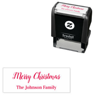 Merry Christmas Script with Name Text Template Self-inking Stamp