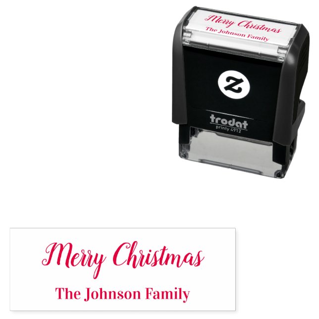 Merry Christmas Script with Name Text Template Self-inking Stamp (In Situ)