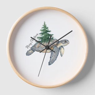 Merry Christmas Sea Turtle Clock