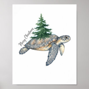 Merry Christmas Sea Turtle Poster