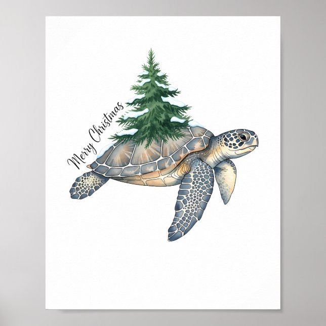 Merry Christmas Sea Turtle Poster (Front)