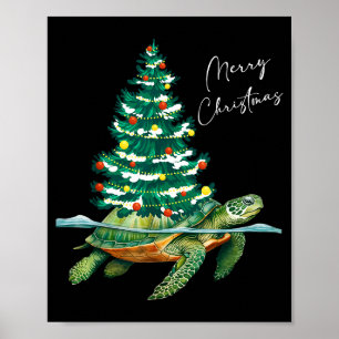 Merry Christmas Sea Turtle Xmas Tree Lights Pjs Me Poster