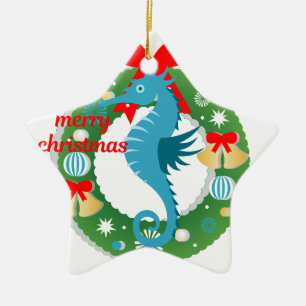 merry christmas seahorse ceramic tree decoration