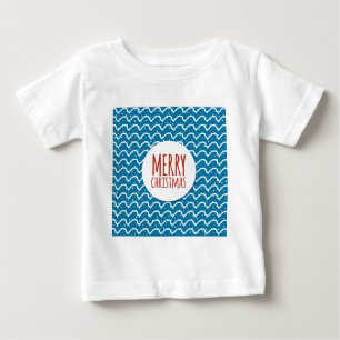 Merry Christmas Seamless Pattern Blue Texture Baby T-Shirt