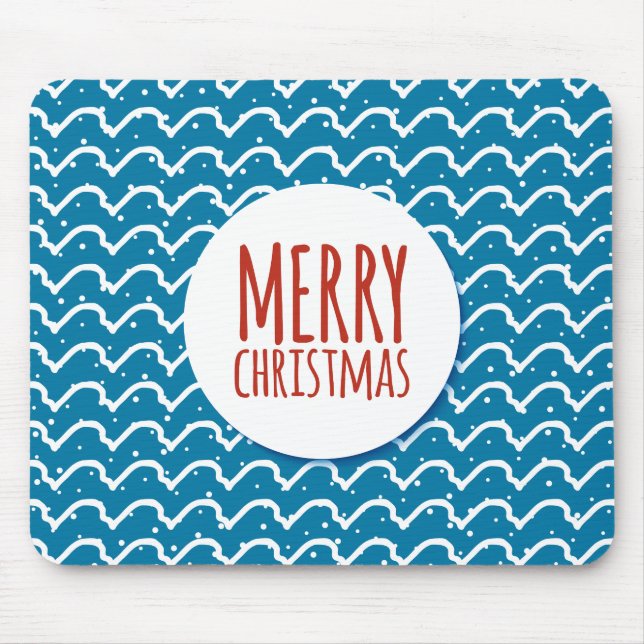 Merry Christmas Seamless Pattern Blue Texture Mouse Pad (Front)