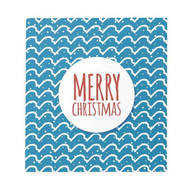 Merry Christmas Seamless Pattern Blue Texture Notepad (Front)