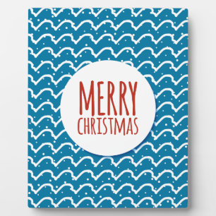 Merry Christmas Seamless Pattern Blue Texture Plaque