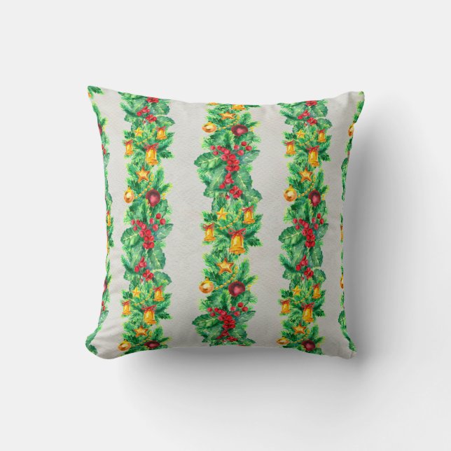 Merry Christmas seamless pattern with garlands. Wa Cushion (Front)