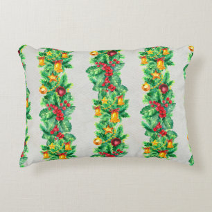 Merry Christmas seamless pattern with garlands. Wa Decorative Cushion