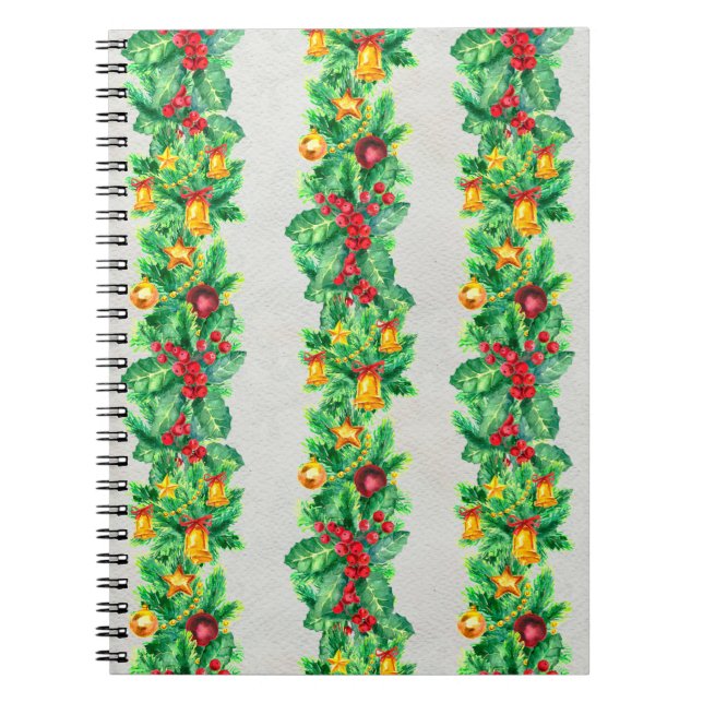 Merry Christmas seamless pattern with garlands. Wa Notebook (Front)