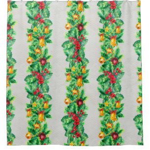 Merry Christmas seamless pattern with garlands. Wa Shower Curtain