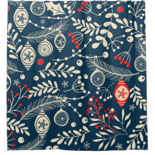 Merry Christmas: Seamless Winter Vintage Shower Curtain