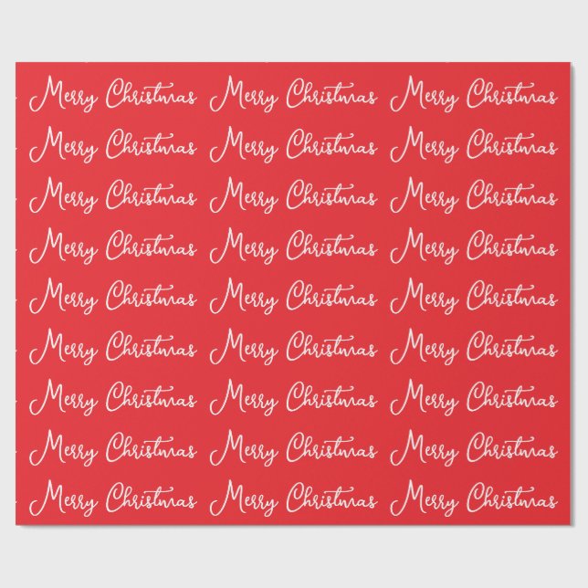 Merry Christmas Seasonal Holiday Time Handwriting  Wrapping Paper (Flat)