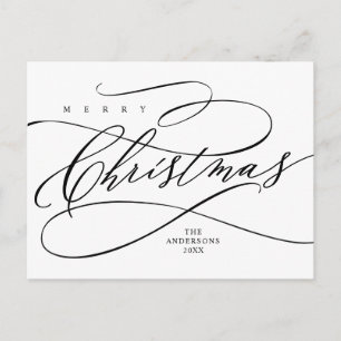 Merry Christmas, Seasons Greeting Calligraphy  Postcard