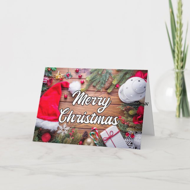 Merry Christmas & Seasons Greetings Holiday Card (Front)