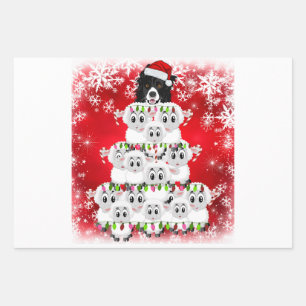 Merry Christmas Sheep Herding Dog  Wrapping Paper Sheet