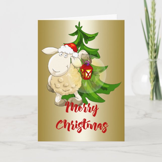 Merry Christmas Sheep Holiday Card (Front)