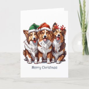 Merry Christmas Shetland Sheepdogs Holiday Card