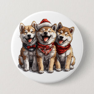 Merry Christmas Shiba Inu Dogs 7.5 Cm Round Badge