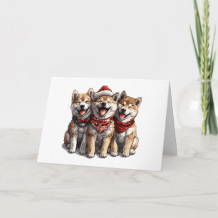 Merry Christmas Shiba Inu Santa Dogs Holiday Card