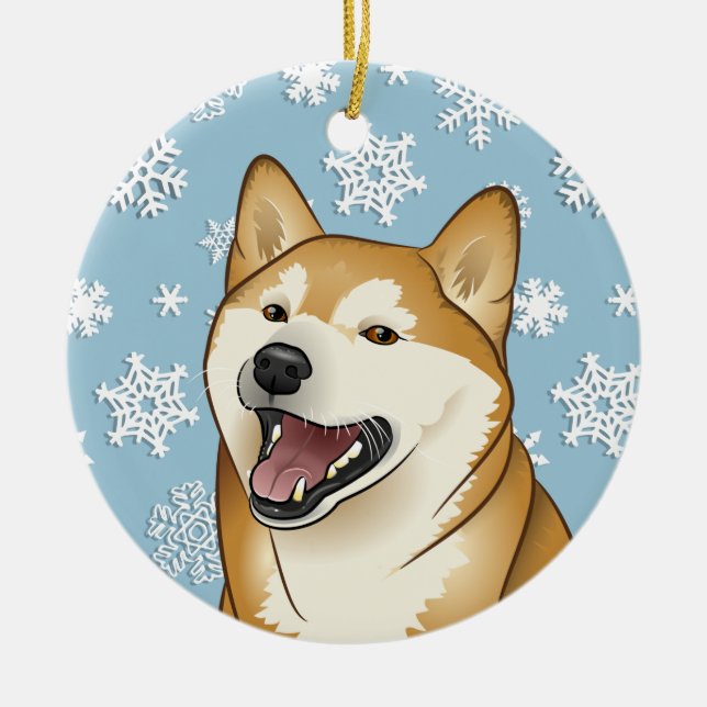 Merry Christmas Shiba Inu Snowflakes Ornament (Front)