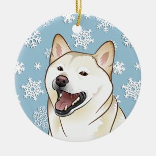 Merry Christmas Shiba Inu Snowflakes Ornament