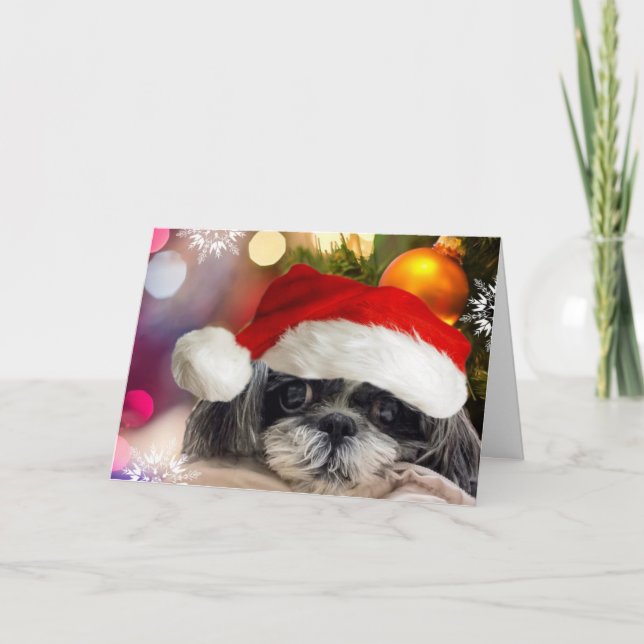 Merry Christmas Shih Tzu Greeting Card (Front)