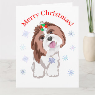 Merry Christmas Shih Tzu With Snowflake Dog  Card