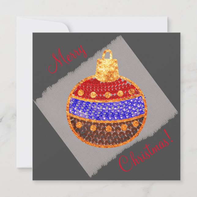 Merry Christmas - shining bauble with sequins (Front)