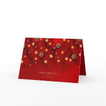 Merry Christmas Shiny Light Pine Cone Red New Year