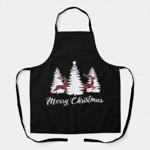 Merry Christmas Shirt for Women Buffalo Plaid Rein Apron