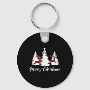 Merry Christmas Shirt For Women Buffalo Plaid Rein Key Ring