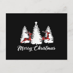 Merry Christmas Shirt for Women Buffalo Plaid Rein Postcard